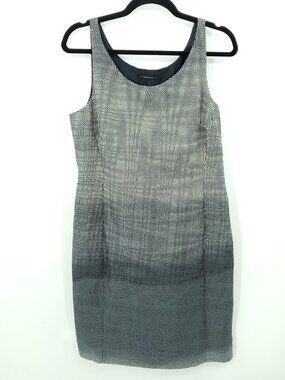 Prada Cotton/Silk Ombre Sheath Midi Dress IT 46/US 10 Cream/Black